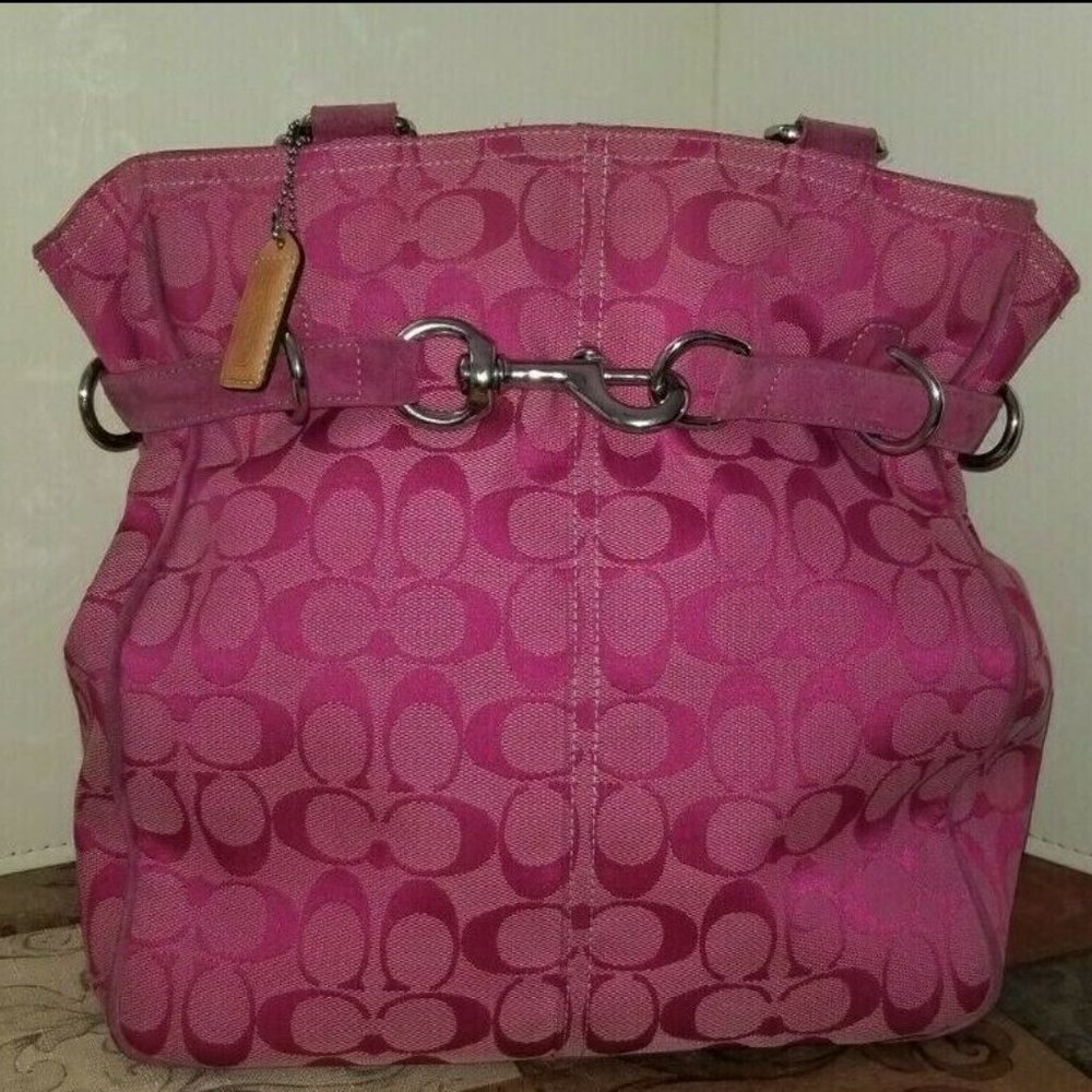 Coach Pink Signature "C" Canvas Tote Purse